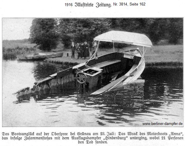1916 Dampfer Hindenburg - Motorboot Anna