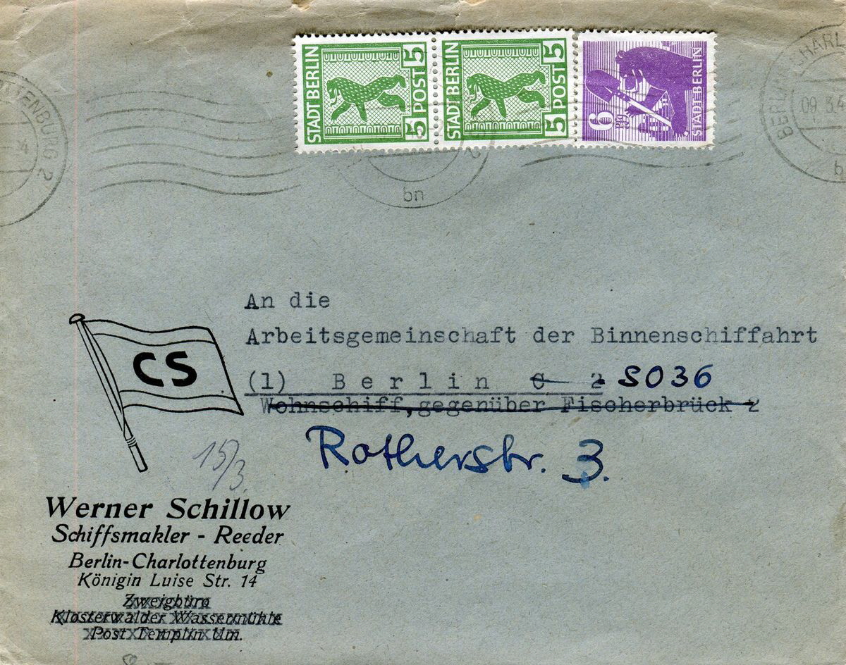 1946-03-09 Werner Schillow an Arbeitsgemeinchaft Binnenschiffahrt klein 1200