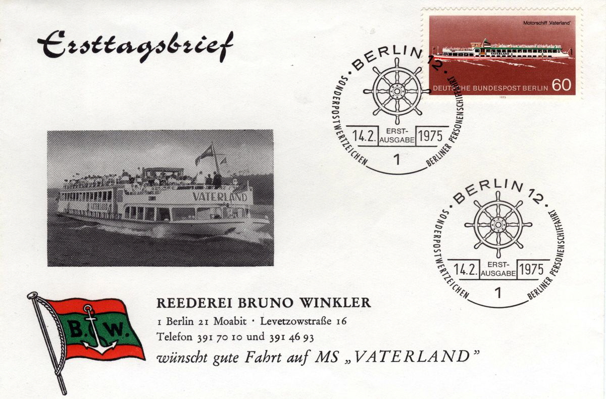 1975 Erstausgabe Briefmarke MS Vaterland