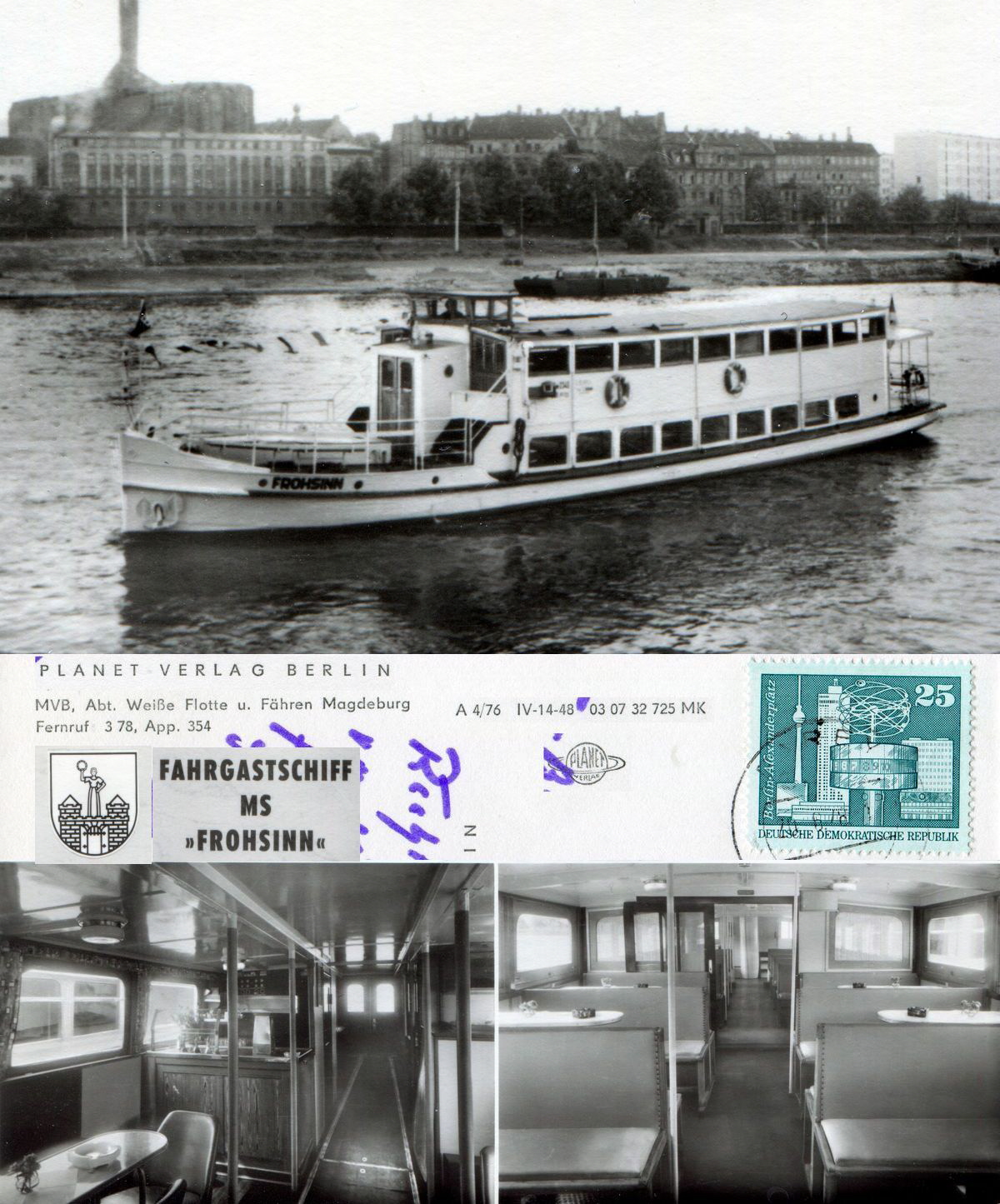 1976 ca Motorschiff Frohsinn in Mageburg klein